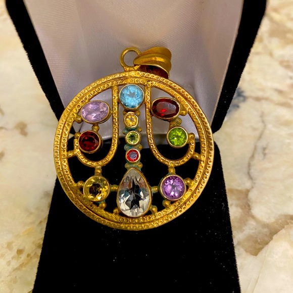 NATURAL MULTI GEMSTONE MEDALLION PENDANT‼️❤️